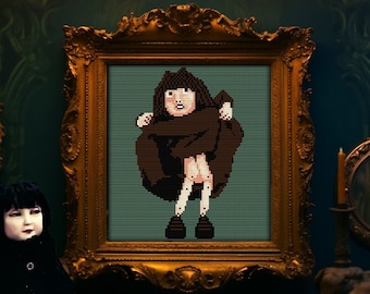 Patrón de punto de cruz de muñeca Nadja WWDITS, regalo para góticos, punto de cruz divertido de WWDIS, gráfico de punto de cruz moderno