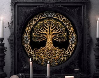 Yggdrasil Celtic Tree of Life Cross Stitch Pattern Norse Gift for Irish X-Stitch Witchy Occult Cross Stitch Halloween Cross Stitch Modern