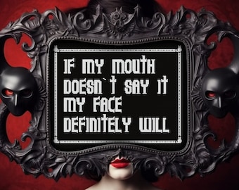 Wenn Mein Mund Kreuzstich Muster Digitales Geschenk für Goth Gothic Lustige Zitate Gruselig Lustig Kreuzstich PDF