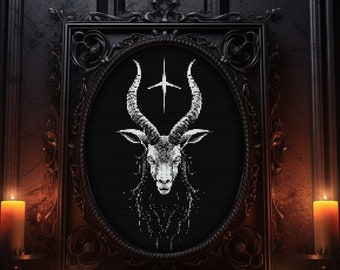 Baphomet kruissteekpatroon horror cadeau voor Goth X-Stitch Witchy Blackwork Spooky kruissteek Halloween kruissteek modern