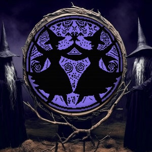 Gemini Witches Cross Stitch Pattern Horror Gift for Goth X-Stitch Witchy Blackwork Spooky Cross Stitch Halloween Cross Stitch Modern