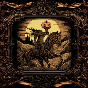 Sleepy Hollow Cross Stitch Pattern Gift for Goth X-Stitch Spooky Woodcut Cross Stitch Pattern Halloween Headless Horseman Cross Stitch