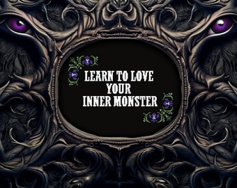 Inneres Monster Kreuzstichmuster Digitales Geschenk für Goth Gothic Lustige Zitate Gruseliger lustiger Kreuzstich PDF