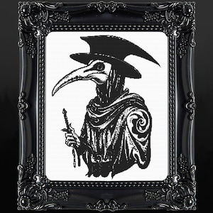 The Gothic Plague Doctor Cross Stitch Pattern Horror Gift for Goth X-Stitch Witchy Blackwork Cross Stitch Halloween Cross Stitch Modern