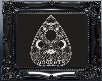 Ouija Board Cross Stitch Pattern Digital | Goth | Gothic | Creepy Death | Witch | Witchcraft | Dark | Spooky Xstitch PDF