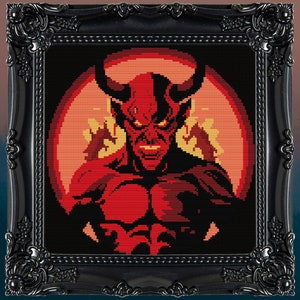 The Devil in Hell Cross Stitch Pattern Horror Gift for Goth X-Stitch Witchy Spooky Demon Horror Cross Stitch Halloween Cross Stitch Modern