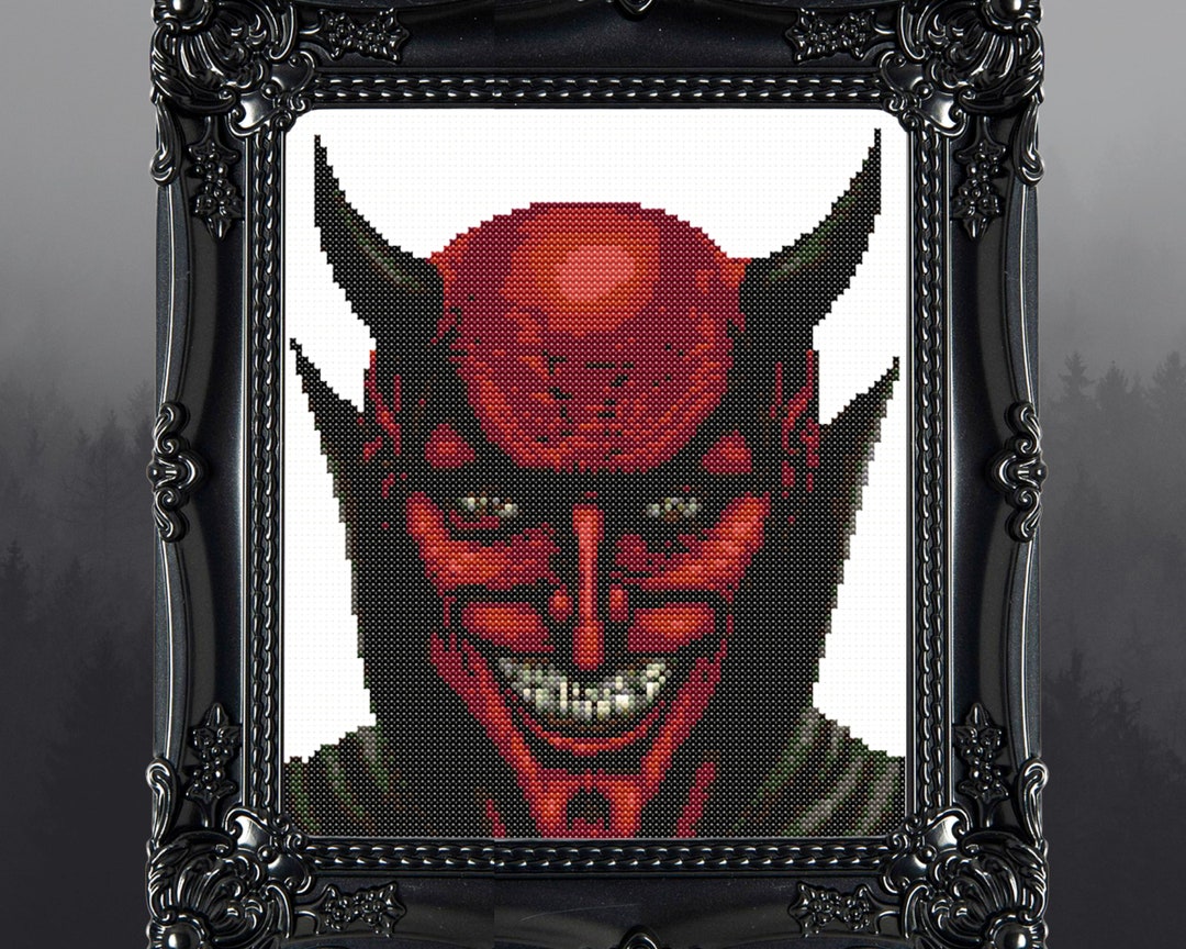 Demon Cross Stitch Pattern | Gothic Creepy Xstitch (PDF) - Etsy