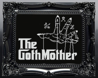 Die Gothmmutter Kreuzstichmuster Horror Geschenk für Goth X-Stitch Witchy Gruseliger Kreuzstich Halloween Kreuzstich Modern