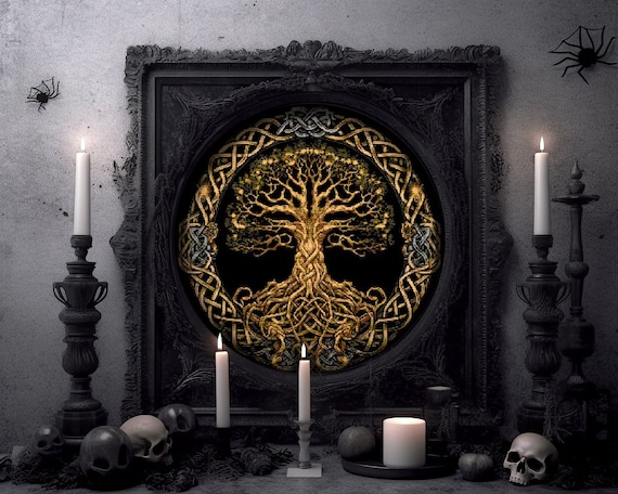 Yggdrasil Celtic Tree of Life Cross Stitch Pattern Norse Gift for Irish X-Stitch Witchy Occult Cross Stitch Halloween Cross Stitch Modern