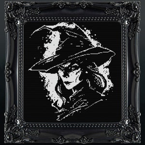 The Witch Cross Stitch Pattern Horror Lover Gift for Goth X-Stitch Witchy Blackwork Spooky Cross Stitch Halloween Cross Stitch Modern