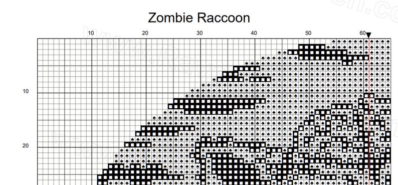 Zombie Pattern Stitch Zombie Raccoon Cross Stitch Pattern Horror Gift for Goth X-stitch ...