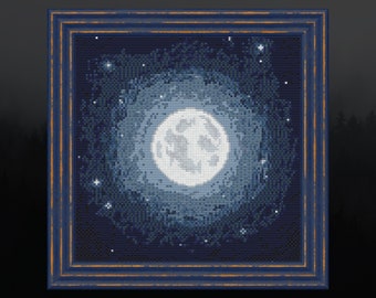 Moon Cross Stitch Pattern Digital | Goth | Gothic | Creepy Death | Witch | Witchcraft | Dark | Spooky Xstitch PDF