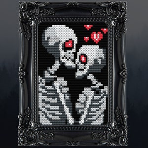 Skeleton Lovers  Cross Stitch Pattern Horror Gift for Goth X-Stitch Witchy Blackwork Spooky Cross Stitch Halloween Cross Stitch Modern