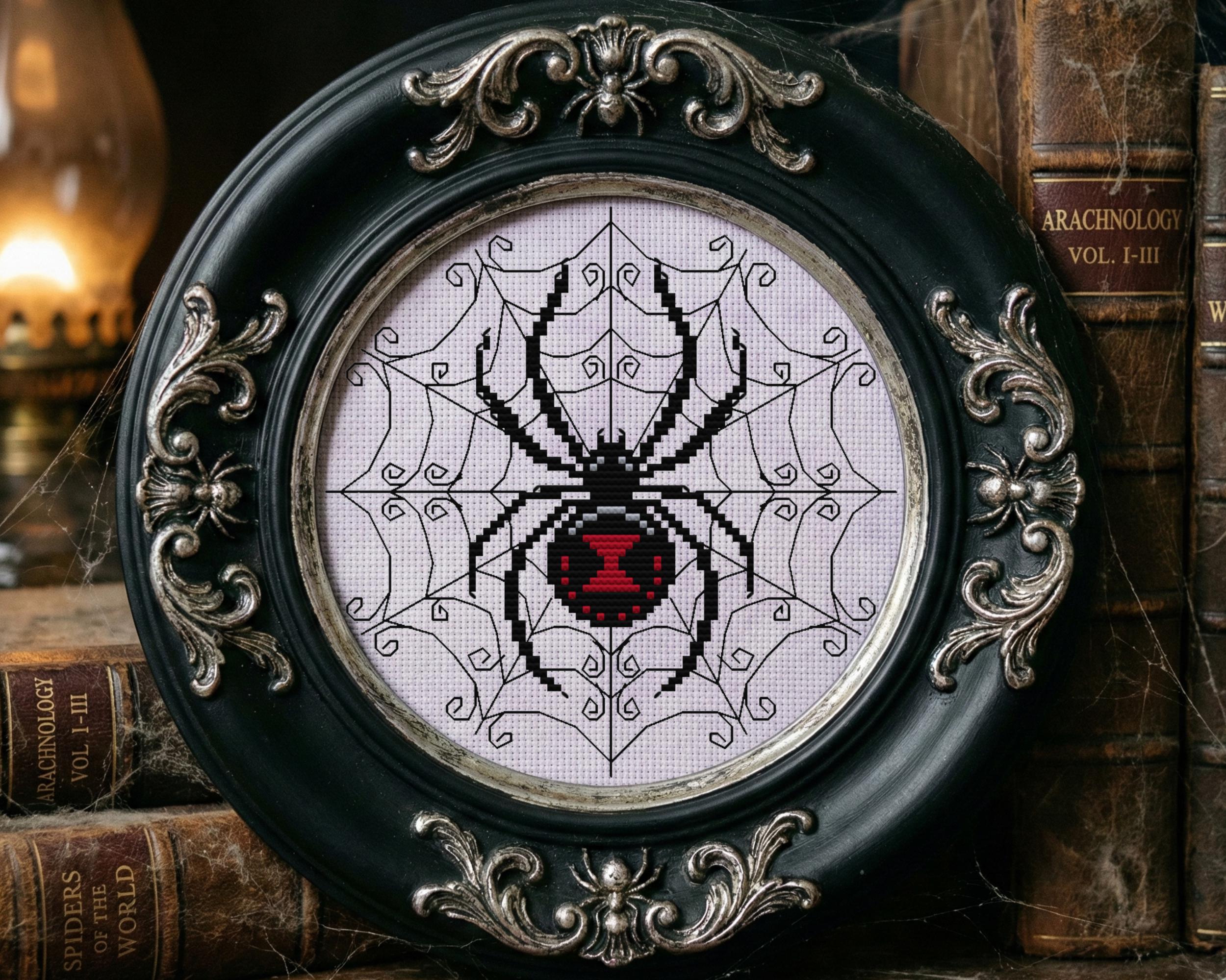 Black Widow Spider Cross Stitch Pattern Digital Goth Gothic Spooky