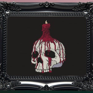 Candle Skull Cross Stitch Pattern Digital | Goth | Gothic | Creepy Death | Witch | Witchcraft | Dark | Spooky Xstitch PDF