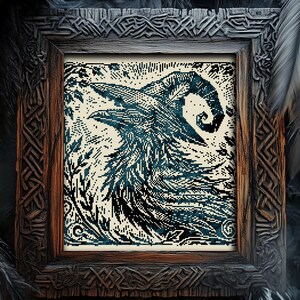 Woodcut Raven Witch Cross Stitch Pattern Horror Gift for Goth X-Stitch Witchy Woodcut Spooky Creepy Primitive Monochrome Halloween Modern Xstitch