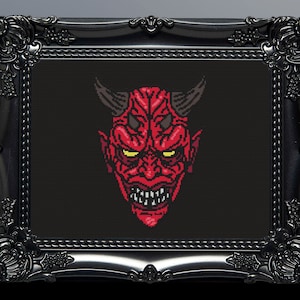 Demon Cross Stitch Pattern Digital | Goth | Gothic | Creepy Death | Witch | Witchcraft | Dark | Spooky Xstitch PDF