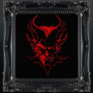 The Devil Cross Stitch Pattern Horror Gift for Goth X-Stitch Witchy Spooky Horror Cross Stitch Halloween Cross Stitch Modern