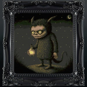 Night Demon Cross Stitch Pattern Horror Gift for Goth X-Stitch Witchy Spooky Demon Horror Cross Stitch Halloween Cross Stitch Modern