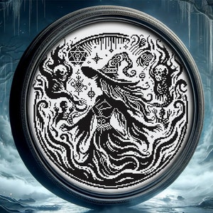 Wraith Witch Cross Stitch Pattern Horror Gift for Goth X-stitch Witchy ...