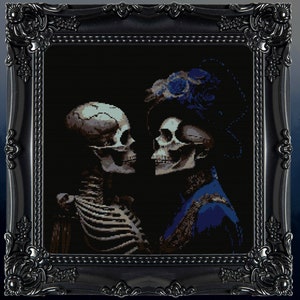 Skeleton Couple Cross Stitch Pattern Digital | Goth | Gothic | Creepy Death | Witch | Witchcraft | Dark | Spooky Xstitch PDF