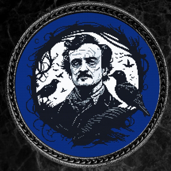 Edgar Allan Poe-2 Cross Stitch Pattern Digital | Goth | Gothic | Creepy Death | Witch | Witchcraft | Dark | Spooky Xstitch PDF