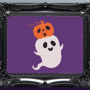 Halloween Ghost and Pumpkin Cross Stitch Pattern Digital | Goth ...