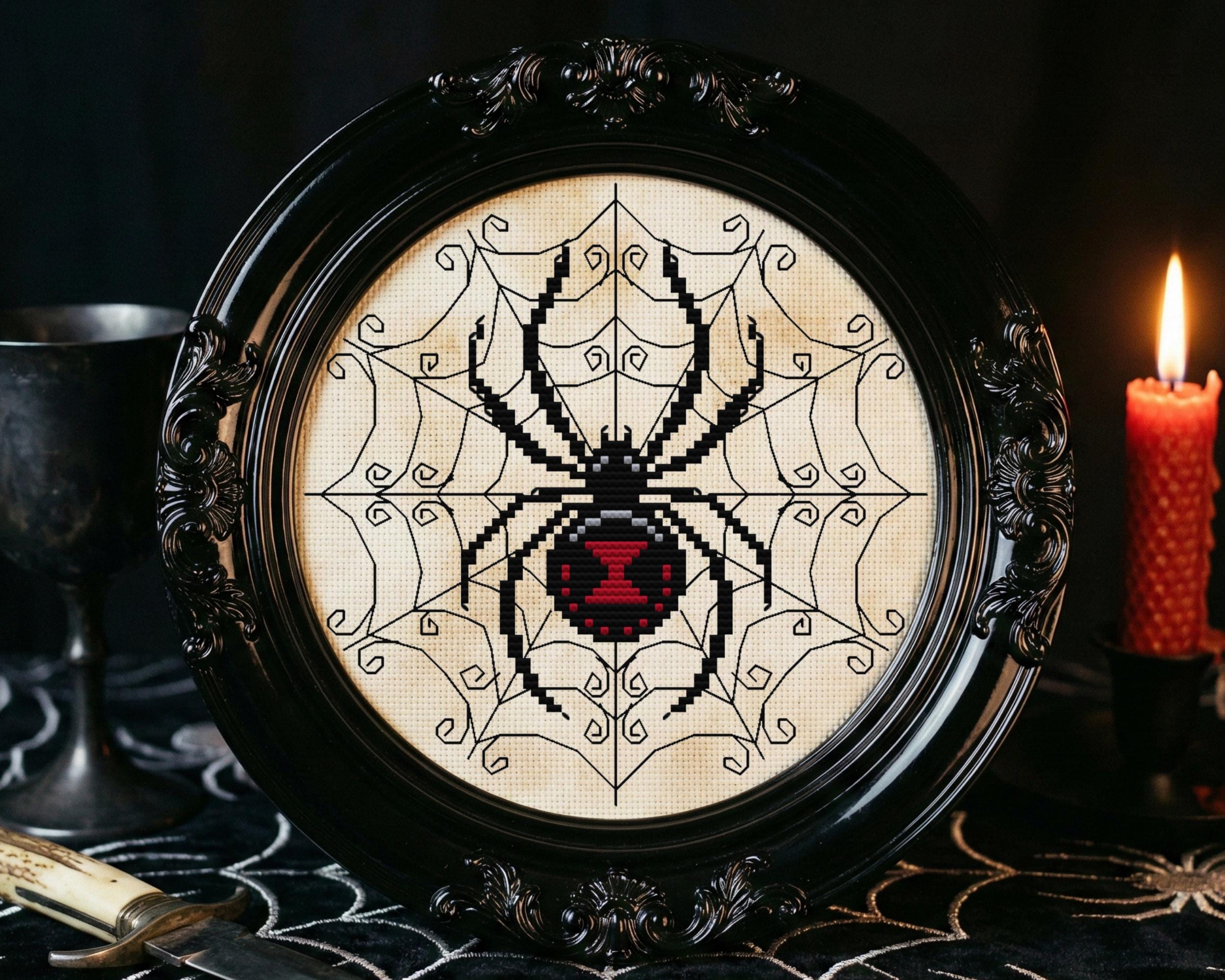 Black Widow Spider Cross Stitch Pattern Digital Goth Gothic Spooky