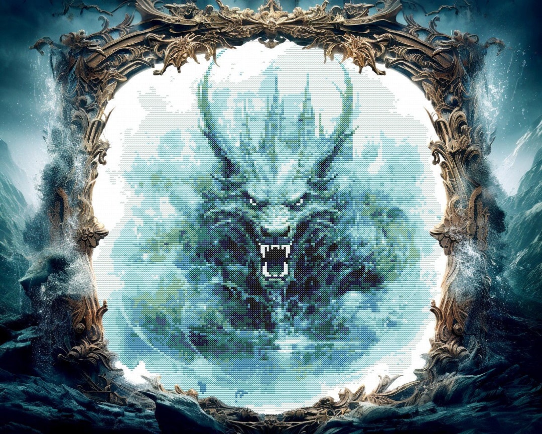Watercolor Dragon Cross Stitch Pattern Fantasy Gothic Watercolor Spooky ...