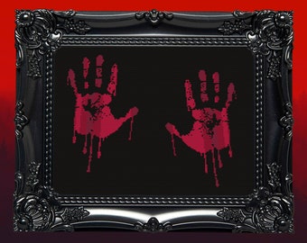 Bloody Hands Cross Stitch Pattern Digital | Goth | Gothic | Creepy Death | Witch | Spooky Horror | Dark | Blood Hands X-Stitch PDF