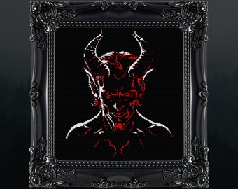The Devil Cross Stitch Pattern Horror Gift for Goth X-Stitch Witchy Spooky Demon Horror Cross Stitch Halloween Cross Stitch Modern