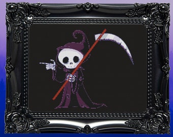 Grim Reaper Cross Stitch Pattern Digital | Goth | Gothic | Creepy Death | Witch | Witchcraft | Dark | Spooky Xstitch PDF