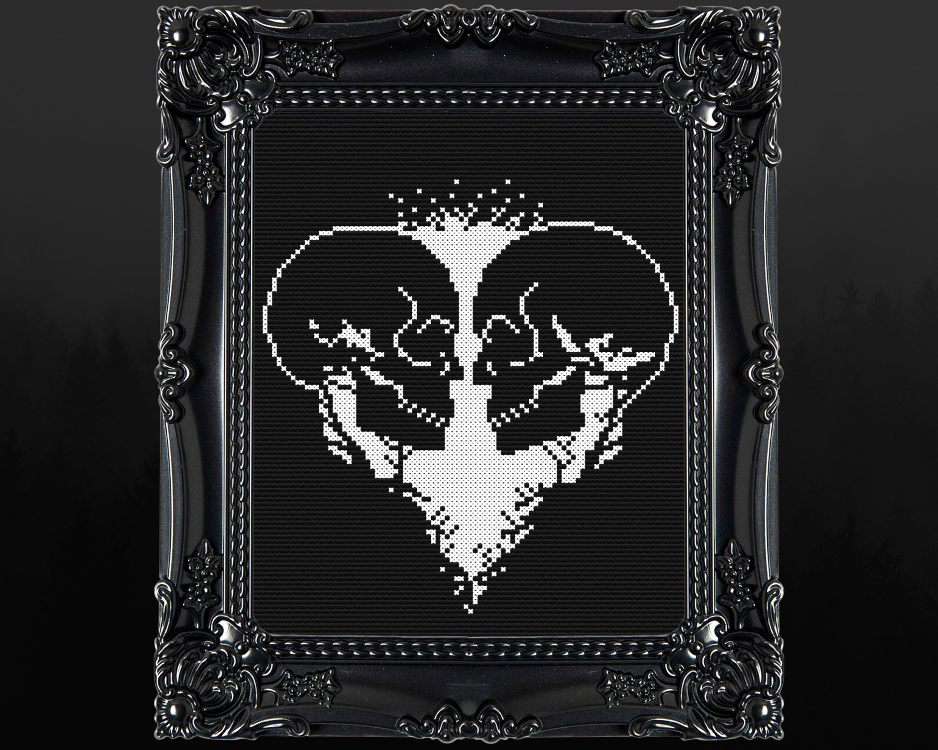 Skull Heart Cross Stitch Pattern Digital | Goth | Gothic | Creepy Death ...