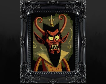 Krampus Cross Stitch Pattern Horror Gift for Goth X-Stitch Witchy Spooky Demon Horror Cross Stitch Halloween Cross Stitch Modern