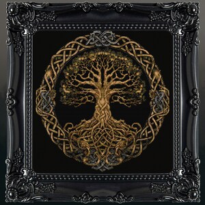 Yggdrasil Celtic Tree of Life Cross Stitch Pattern Norse Gift for Irish X-Stitch Witchy Occult Cross Stitch Halloween Cross Stitch Modern