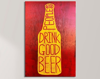 Beer Wall Decor, Drink Beer Wall Art, Drink Beer Print, Abstract Wall Art, Huge Canvas Print, Living Room Decor, Farmhouse Decor, Luxury Art