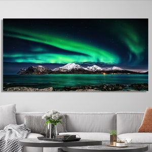 Northern Lights Wall Decor, Landscape Wall Art, Northern Lights Wall Art, Modern Farmhouse Decor, View Wall Decor, Aurora Light Print