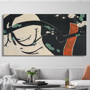 Tree from Momoyogusa Kamisaka Sekka, Japanese Wall Art, Oil Painting Canvas Print, Huge Canvas Print, Modern Farmhouse Decor, Mid Century
