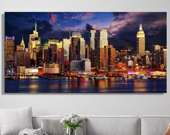 Skyline New York Prints, Manhattan Wall Decor, Landscape Wall Art, City Wall Art, Huge Canvas Print, Modern Farmhouse Decor, View Wall Decor