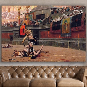 The Gladiator, Gladiator Canvas Print, Ancient Rome Wall Decor, Antique Canvas Print, Huge Wall Decor, Modern Farmhouse Decor, Colosseum Art