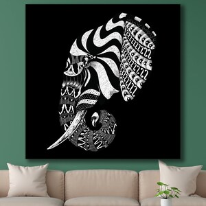 Pop Art Elephant , Elephant Print On Canvas, Abstract Elephant Artwork, Black And White Decor, Elephant Wall Decor, Elephant Wall Art