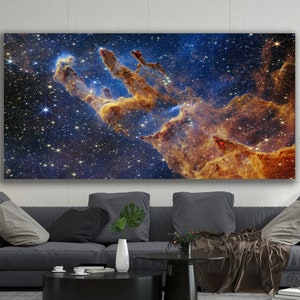 James Webb Pillars Of Creation, James Webb Space Telescope, Nasa Dying Star Space , Cosmic Cliffs Wall Art, Galaxies And Stars Canvas Print