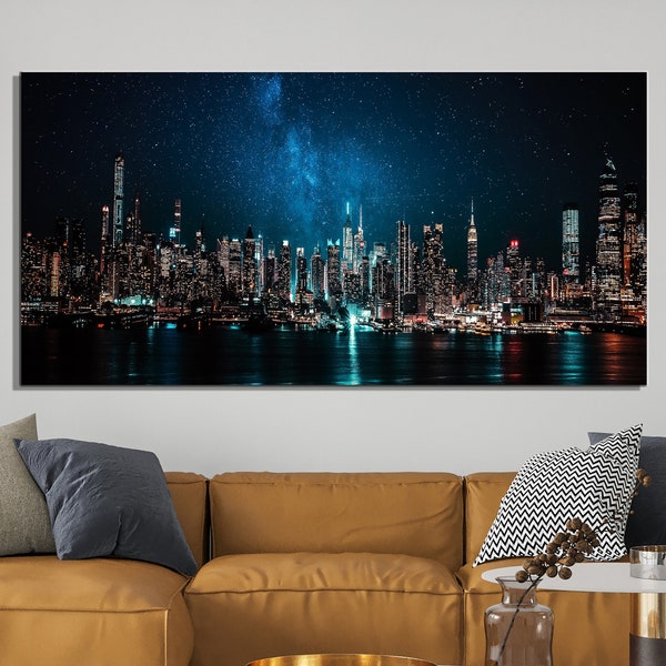 Skyline New York Prints, Manhattan Wall Decor, Landscape Wall Art, City Wall Art, Huge Canvas Print, Modern Farmhouse Decor, View Wall Decor