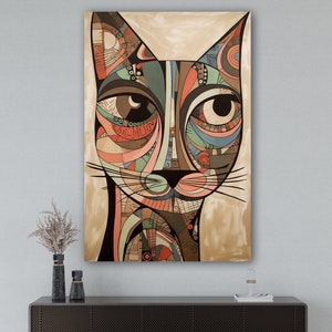 Cat Artwork, Floral Print, Funny Cat Print, Funny Gift, Home Decor, Abstract Cat Print, Cat Artwork, Luxury Home Decor, Wall Art, Cat Print
