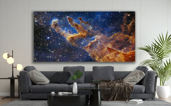 James Webb Pillars Of Creation, James Webb Space Telescope, Nasa Dying Star Space , Cosmic Cliffs Wall Art, Galaxies And Stars Canvas Print
