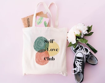 Selbstliebe Club Tasche, Positive Vibes Tragetasche, Liebe Ästhetische Leinwand Tasche, Trendy Selbstliebe Tasche, süße Geschenk Tasche, spirituelle Reise Tasche