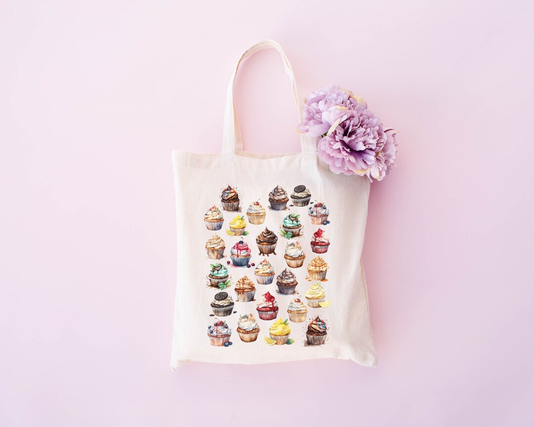 Cupcake Tote Bag Dessert Cupcake Bag Cupcake Collage Cotton Etsy
