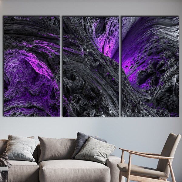 Purple Grey Wall Art Etsy