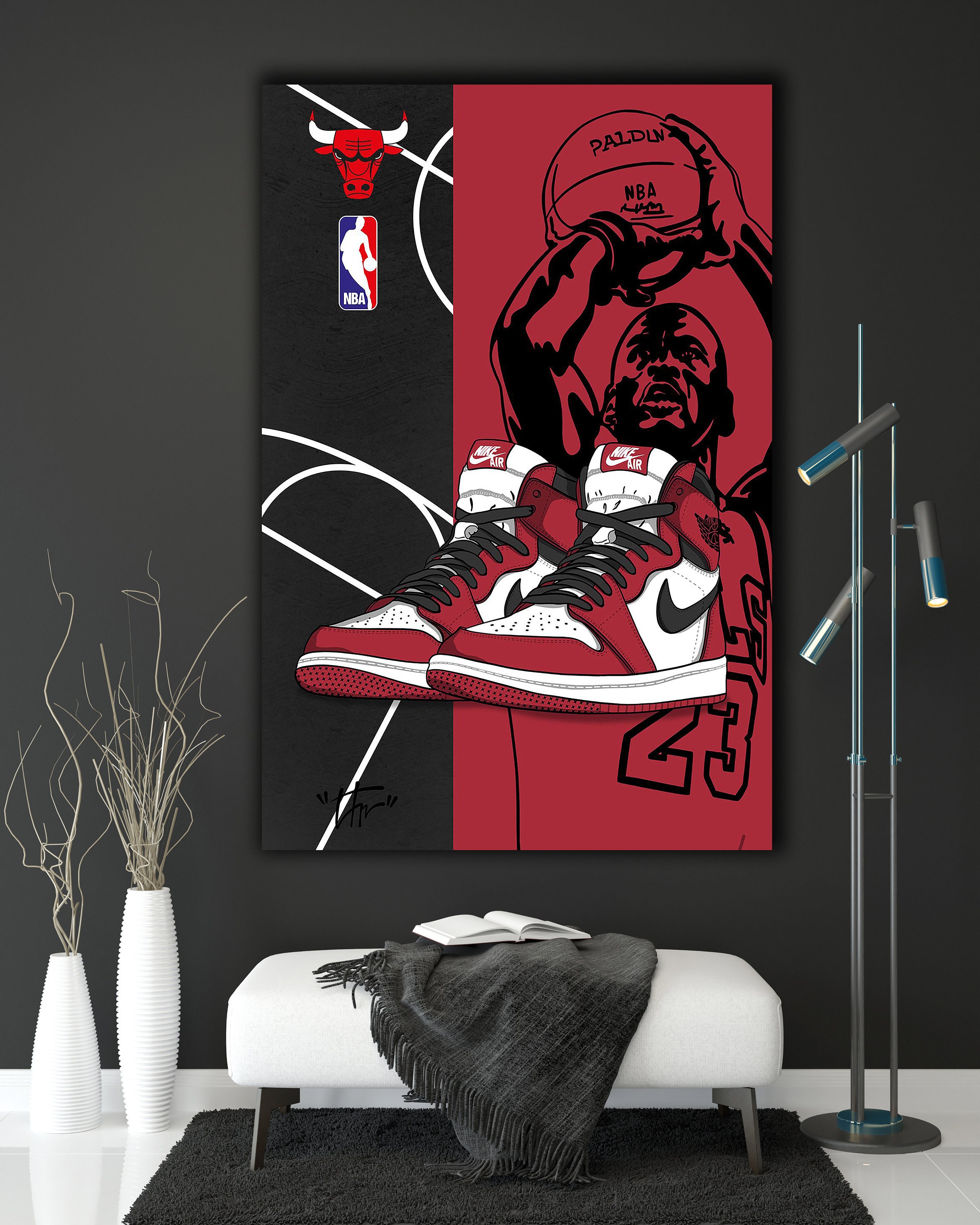 Michael Jordan Wall Decor Huge Canvas Basketball Print Etsy