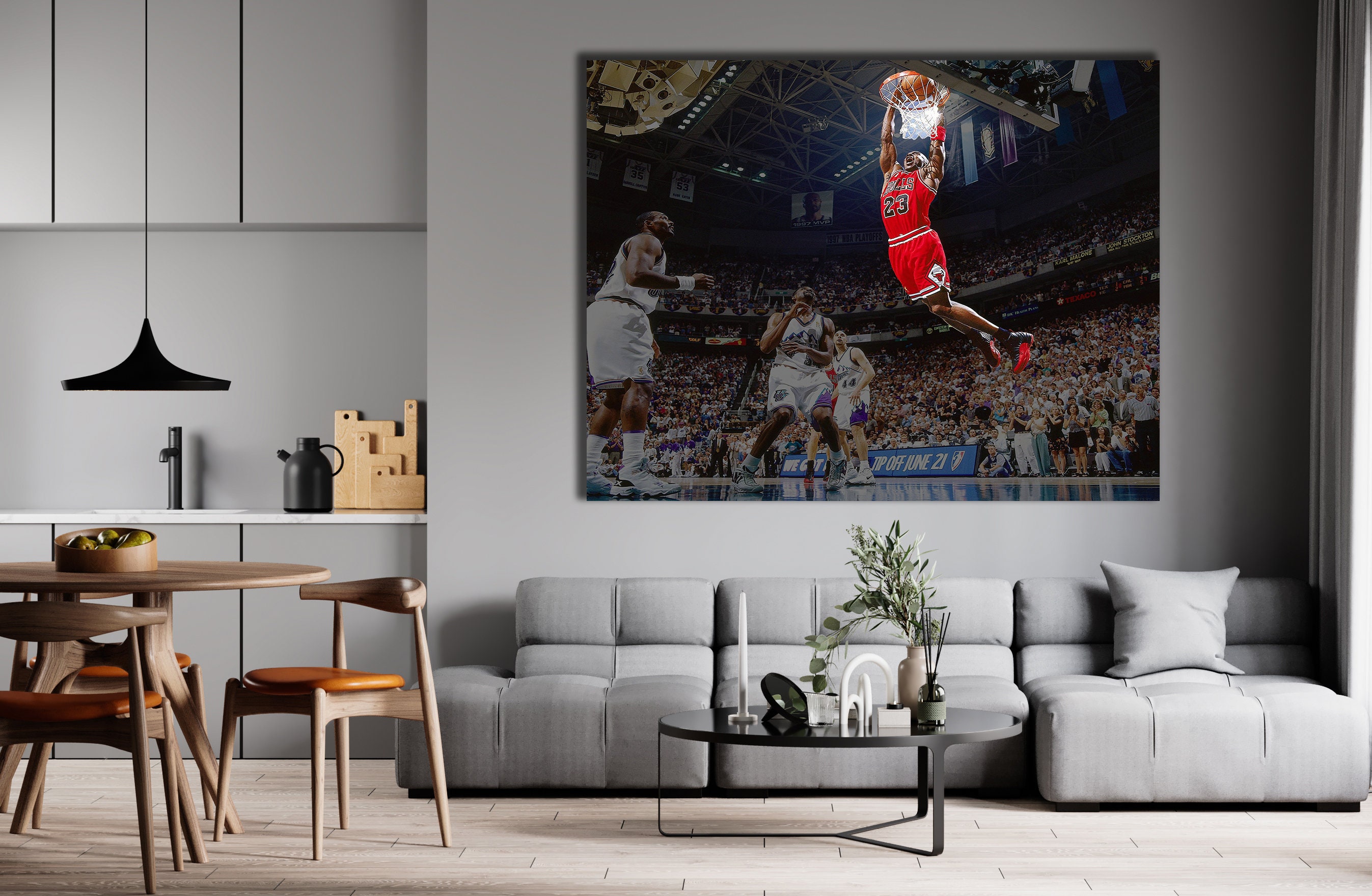 Michael Jordan Wall Decor Huge Canvas Basketball Print Etsy